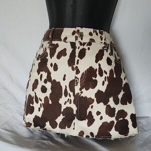 No Boundaries Brown and White Mini Skirt